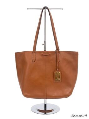 Ralph Lauren Tan Leather Tote with Gold Tag